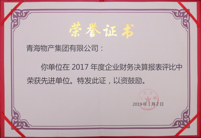 2017年度财务决算先进单位